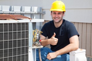 Air Conditioner Repairman ready to perform HVAC cleaning